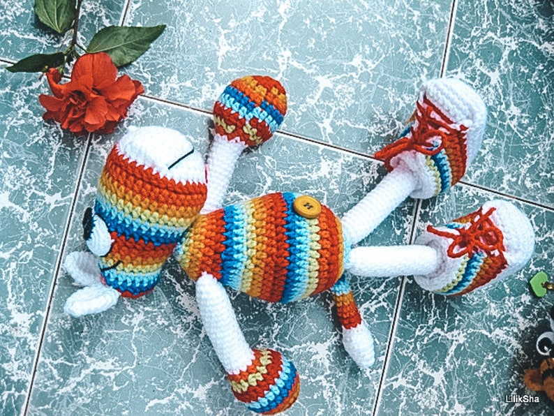 Old Pattern SALE price Rainbow Hippo With a Sneakers Amigurumi Pattern crochet hippo image 8