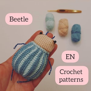 PATTERN!-EN. - Crochet Beetle, wearing striped pants +  video tutorial - how to make the beetle’s back.
