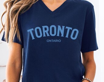 Toronto Ontario V-Neck T-Shirt, Minimalist Canada City V Neck Tee, Toronto Travel Souvenir Shirt for Tourists, Locals and Toronto Fans
