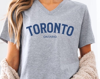 Toronto Ontario V-Neck T-Shirt, Minimalist Canada City V Neck Tee, Toronto Travel Souvenir Shirt for Tourists, Locals and Toronto Fans