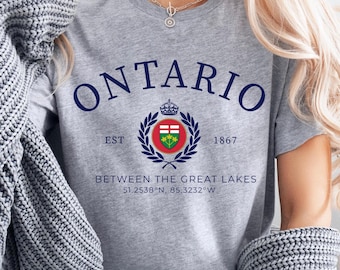 Koszulka pamiątkowa z Ontario, koszulka podróżna z Ontario EST 1867, pamiątka z wakacji w Toronto, koszulka z kanadyjskim prezentem turystycznym, koszulka z Ontario, upominek z Ontario