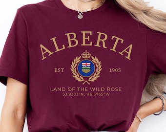 Alberta Canada Shirt, Alberta Wild Rose T Shirt, Alberta T-Shirt, Alberta Graphic Tee, Alberta Travel Souvenir, Rocky Mountain Shirt Gift