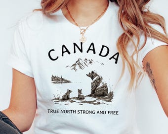 Canada Bear Graphic Tee, Canadian Pride T Shirt, Bear Lovers Unisex Tshirt, Canadian Wilderness Shirt, Patriotic Gift, Canada Day Apparel