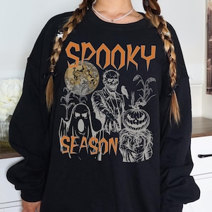 Spooky Season Sweatshirt, Vintage Halloween Crewneck, Ghost Pumpkin Graphic Sweater, Retro Fall Halloween Gift, Horror Movie Lover Gift