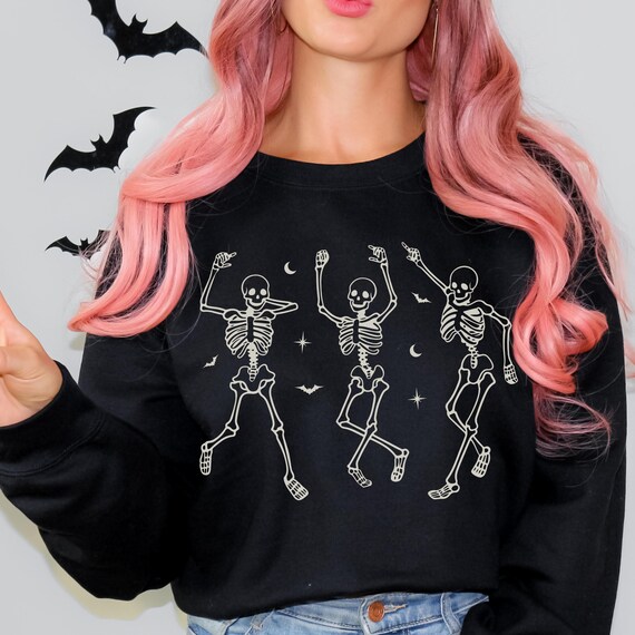 Funny Dancing Skeleton Sweatshirt: Spooky Halloween Party Top