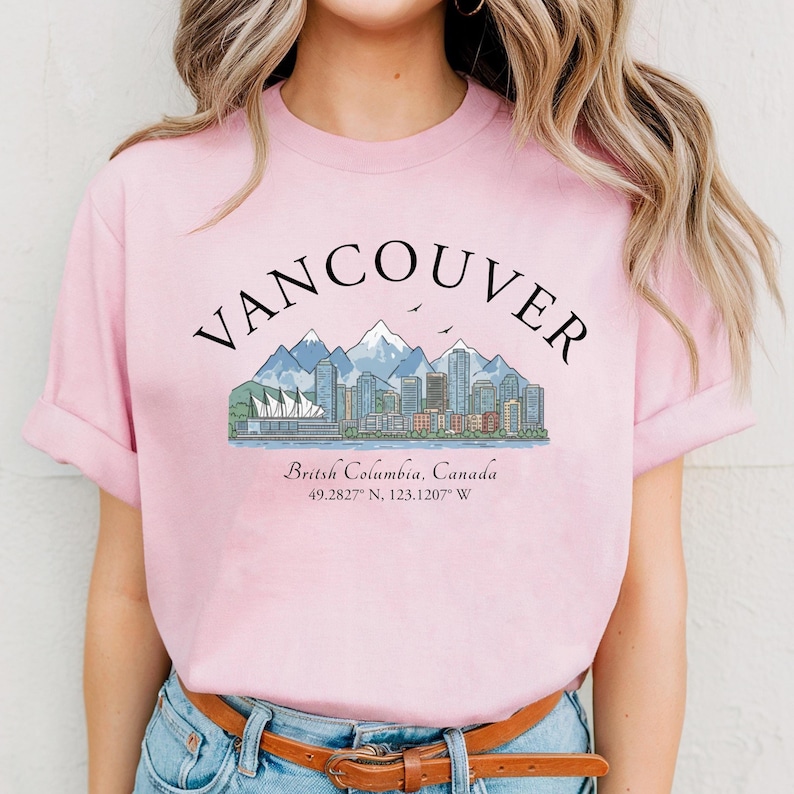 Vancouver Canada Shirt, Vancouver BC Souvenir Tee, Vancouver Skyline Shirt, British Columbia Travel Shirt, Canada Vacation Graphic Tee