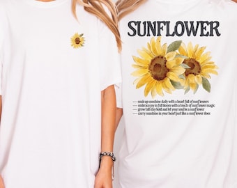 Camiseta con estampado de girasoles, camiseta floral retro extragrande estilo boho, colores cómodos, camiseta floral de otoño, linda camiseta retro de girasoles de verano, regalo para mujer.