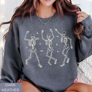 Funny Dancing Skeleton Sweatshirt, Halloween Sweatshirt, Spooky Halloween Party Top, Skeleton Lover Gift, Cozy Spooky Season Fall Outfit