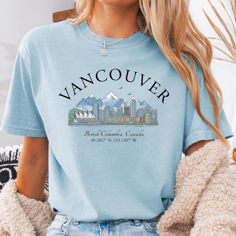 Vancouver Canada Shirt, Vancouver BC Souvenir Tee, Vancouver Skyline Shirt, British Columbia Travel Shirt, Canada Vacation Graphic Tee