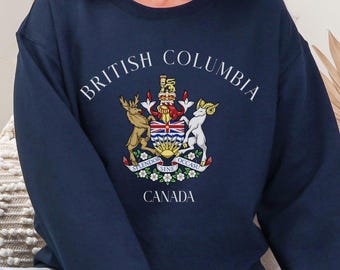Sudadera de Columbia Británica, Canadá, unisex, cuello redondo, con el escudo de armas de BC, ropa de provincia canadiense, regalo turístico, recuerdo de Vancouver