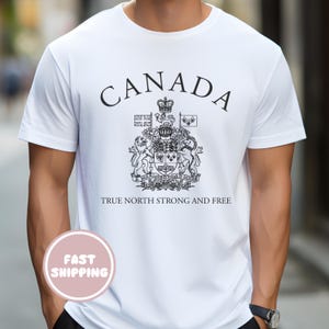 Canada Men&#39;s T-Shirt, Maple Leaf Souvenir Tee, Canadian Patriotic Shirt, Canada Day Gift, Canadiana Apparel, True North Strong and Free