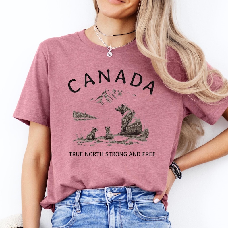 Canada Bear Graphic Tee, Canadian Pride T Shirt, Bear Lovers Unisex Tshirt, Canadian Wilderness Shirt, Patriotic Gift, Canada Day Apparel