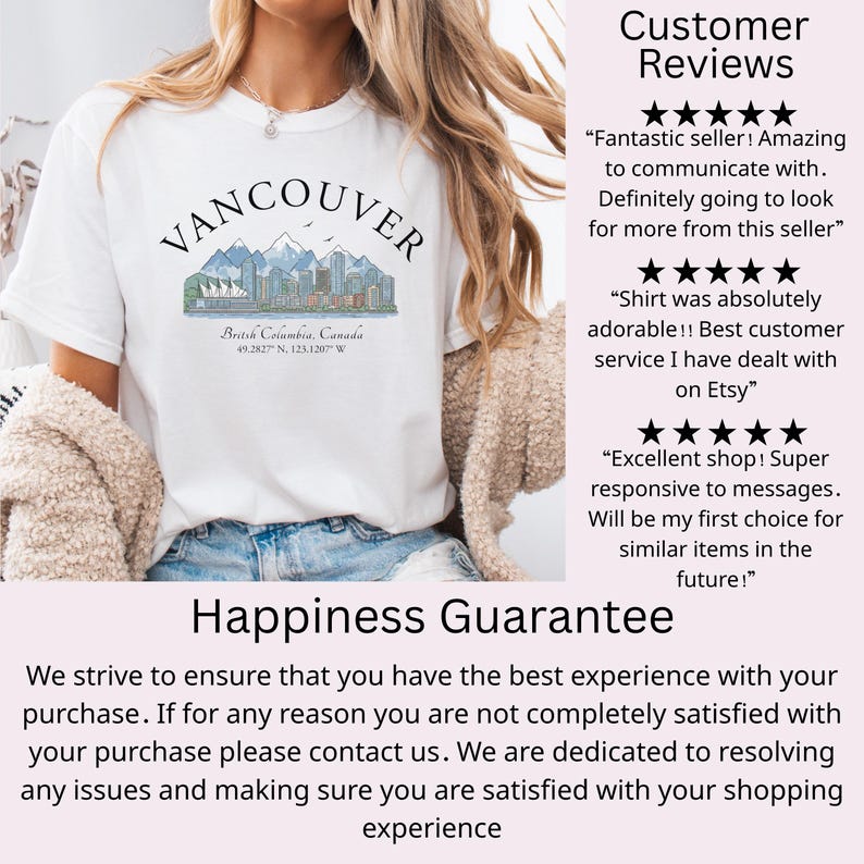 Vancouver Canada Shirt, Vancouver BC Souvenir Tee, Vancouver Skyline Shirt, British Columbia Travel Shirt, Canada Vacation Graphic Tee