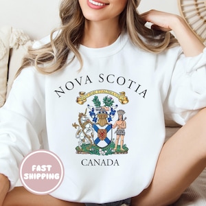 Nova Scotia Canada Unisex Crewneck Sweatshirt, NS Coat of Arms, Canadian Pride, Maritime Province Gift, Casual Pullover Jumper, Souvenir