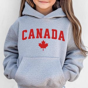 Canada Youth Hoodie Sweatshirt, Canadian Pride Kids Pullover, Red Maple Leaf Children's Hoody Sweater, Travel Souvenir, Canadian Apparel