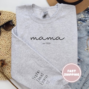 Personalized Mama Sweatshirt, Mothers Day Gift for Wife, Custom Crewneck Mom Sweatshirt with Kids Names, Trendy Mama Shirt, Gift for New Mom