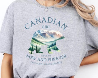 Canadian Girl Unisex T-Shirt, Personalized Shirt, Canada Pride Clothing, True North Strong and Free Tee, Canada Day Bear T Shirt for Her
