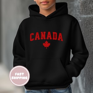 Kanada Jugend Hoodie Sweatshirt, Canadian Pride Kinder Pullover, Red Maple Leaf Kinder Hoodie, Reise-Souvenir, kanadische Kleidung