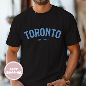 Camiseta de Toronto, Ontario, recuerdo de Toronto, Canadá, unisex, azul, con el nombre de la ciudad, regalo urbano para turistas y aficionados de Toronto.