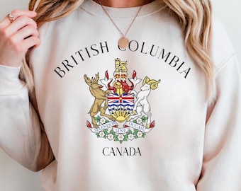Sudadera de Columbia Británica, Canadá, unisex, cuello redondo, con el escudo de armas de BC, ropa de provincia canadiense, regalo turístico, recuerdo de Vancouver