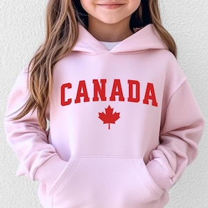 Canada Youth Hoodie Sweatshirt, Canadian Pride Kids Pullover, Red Maple Leaf Children's Hoody Sweater, Travel Souvenir, Canadian Apparel
