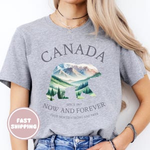 Canada T Shirt, Canadian Pride T-shirt, Bear Lover Graphic Tee, Maple Leaf Apparel, Canada Day Tee, Womens True North Strong and Free Shirt