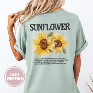 Sunflower Graphic T Shirt, Trendy Summer Sunflower Tee with Positive Quote, Retro Floral Summer Shirt, Cute Boho Gift for Sunflower Lover