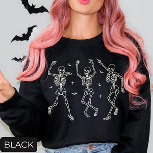 Funny Dancing Skeleton Sweatshirt, Halloween Sweatshirt, Spooky Halloween Party Top, Skeleton Lover Gift, Cozy Spooky Season Fall Outfit