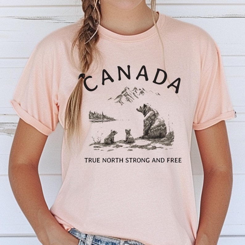 Canada Bear Graphic Tee, Canadian Pride T Shirt, Bear Lovers Unisex Tshirt, Canadian Wilderness Shirt, Patriotic Gift, Canada Day Apparel