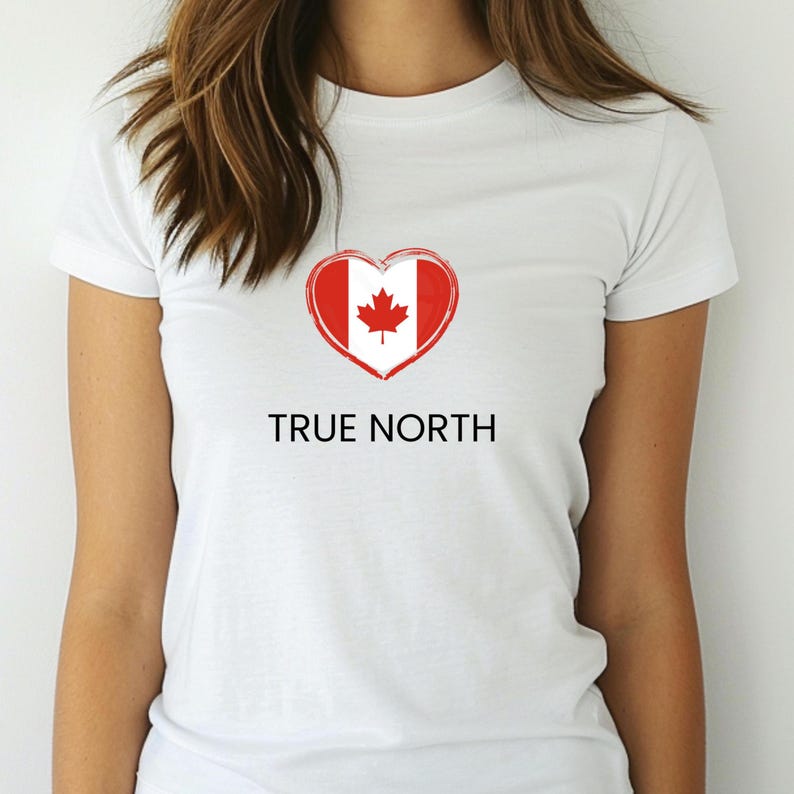 Canada True North Womens T-Shirt, SLIM FIT Canada Flag Graphic Tee, Ladies Cut Canadian Pride Shirt, Patriotic Apparel, Canada Day T Shirt