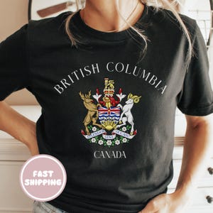 British Columbia Canada Unisex Tee, BC Coat of Arms T-Shirt, Souvenir Shirt, Gift for Canadian, Vacation Apparel, Province Pride Top, Travel