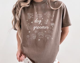 Maglietta per toelettatori di cani, regalo per toelettatori di animali domestici, maglietta "Groomer Life", abbigliamento per toelettatura di cani, uniforme per toelettatori, simpatica maglietta per salone di bellezza per toelettatori