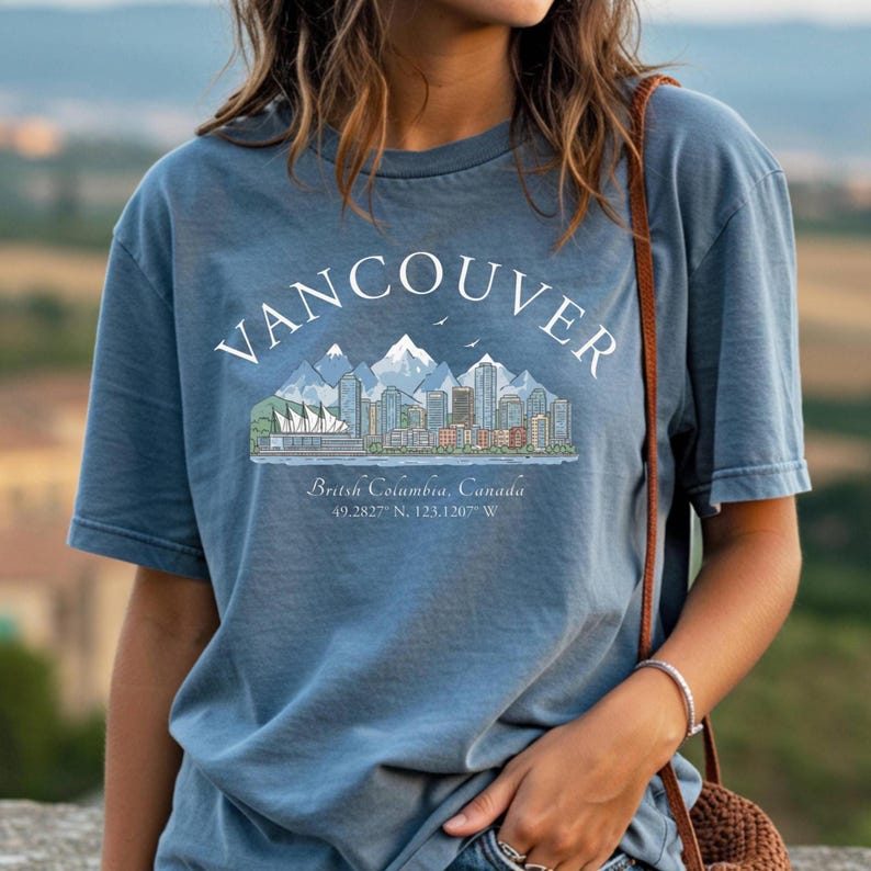 Vancouver Canada Shirt, Vancouver BC Souvenir Tee, Vancouver Skyline Shirt, British Columbia Travel Shirt, Canada Vacation Graphic Tee