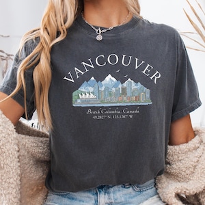 Vancouver Canada Shirt, Vancouver BC Souvenir Tee, Vancouver Skyline Shirt, British Columbia Travel Shirt, Canada Vacation Graphic Tee