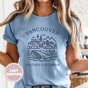 Vancouver T Shirt, Vancouver BC Whale Graphic Tee, Canada Mountain Shirt, Souvenir Shirt Gift for Travelers Outdoor Lovers, and tourists