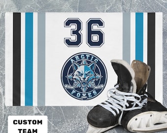 Personalized Hockey Skate Towel with Player Number, Custom Team Logo Gift for Hockey Players and Coaches, Custom Ice Hockey Locker Room Gear