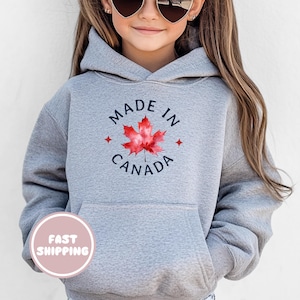 Hergestellt in Kanada Jugend Hoodie, Ahornblatt Design Sweatshirt für kanadischen Stolz, Kanada Tag, Reisen, kanadisches Geschenk, kanadisches Erbe Hoodie