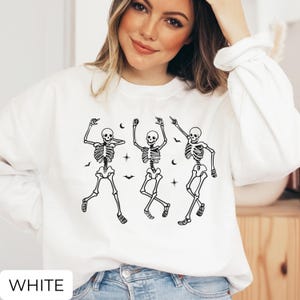 Funny Dancing Skeleton Sweatshirt, Halloween Sweatshirt, Spooky Halloween Party Top, Skeleton Lover Gift, Cozy Spooky Season Fall Outfit