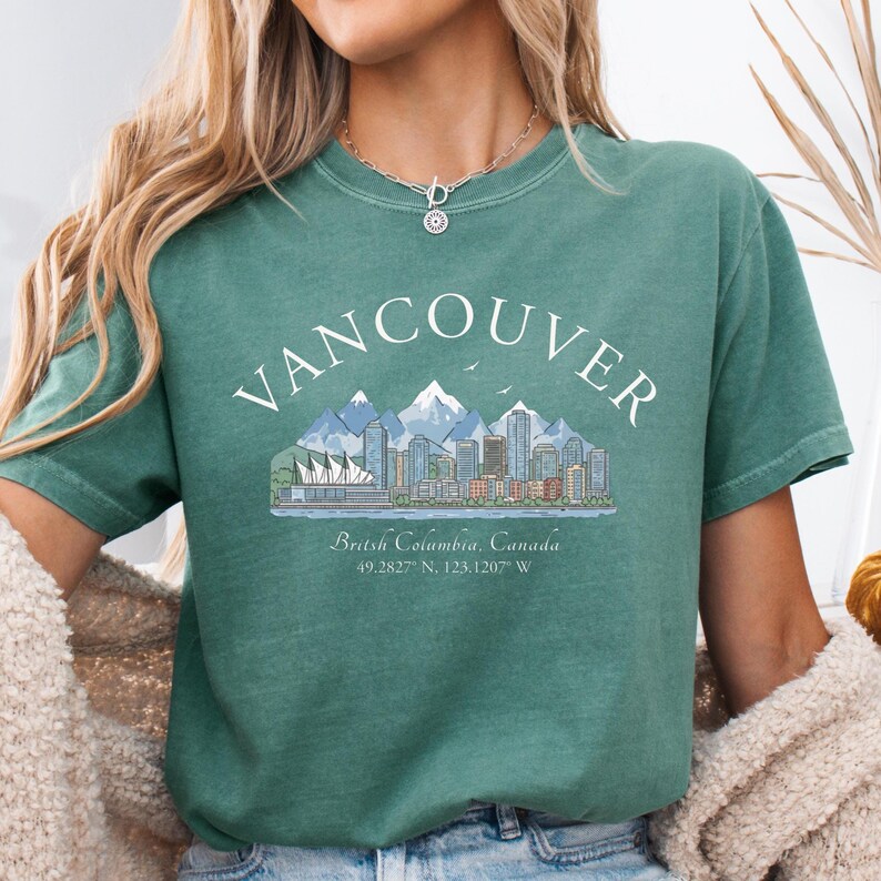 Vancouver Canada Shirt, Vancouver BC Souvenir Tee, Vancouver Skyline Shirt, British Columbia Travel Shirt, Canada Vacation Graphic Tee