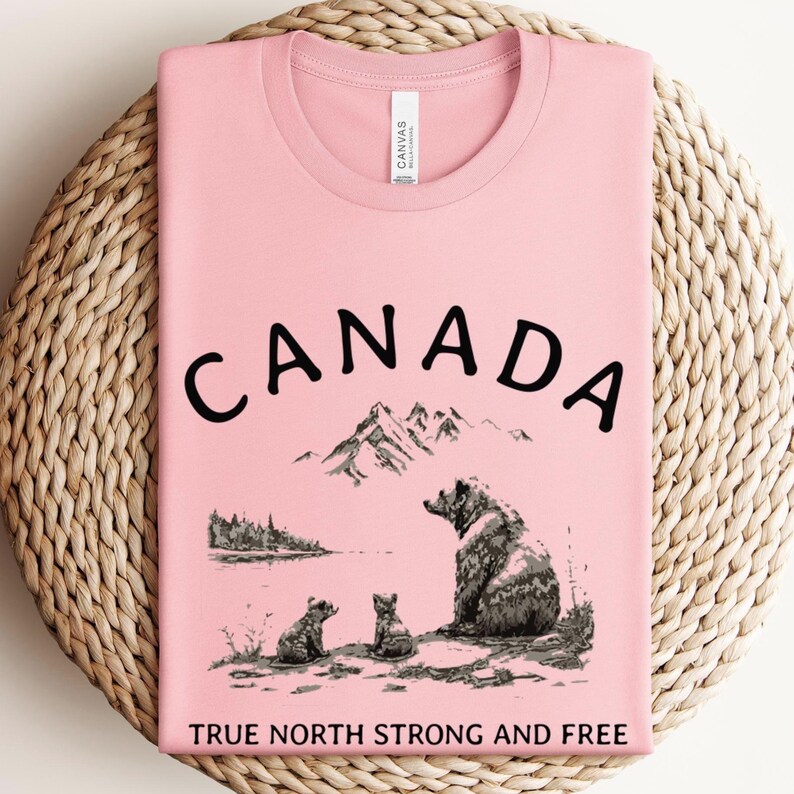 Canada Bear Graphic Tee, Canadian Pride T Shirt, Bear Lovers Unisex Tshirt, Canadian Wilderness Shirt, Patriotic Gift, Canada Day Apparel image 1
