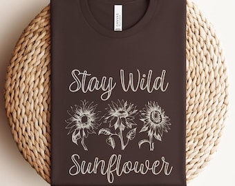 Boho Sunflower Graphic Tee: Vintage Floral, Rustic Nature Shirt, Wildflower Graphic Tee, Cottagecore, Nature Lover Gift, Hippie Clothing