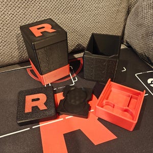 Team Rocket Brick Deck Box - Holds 120+ single sleeved cards and your dice and coins for casual and tournament play!