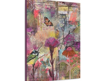 Bloom in Joy Mixed Media Painting Printed onto Canvas