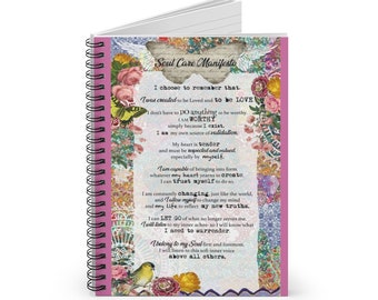 Soul Care Manifesto Spiral Notebook - Ruled Line/ Gifts for Her/ Empowerment Journal/ Self Care/ Women's Journal/ Teen Journal