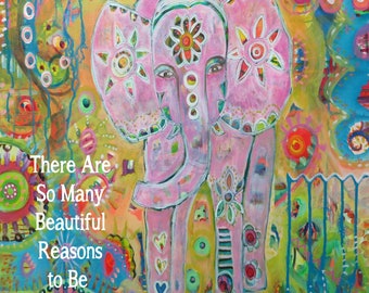 Ellie- Digital Original Artwork Print by Artist Martina Schmidt, Elephant, Happiness, 8x10, 11x14, Nursery Art, Colorful Art Print