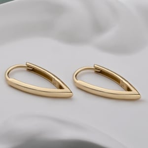 Triangle huggie earrings - 14K solid gold triangle hoops for her - Geometric earrings - Modern gold hoops for anniversary gifts