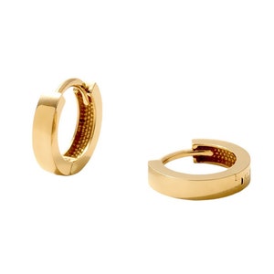 Piccoli orecchini a cerchio rotondi - Cerchi semplici in oro 14K - Cerchi in oro massiccio - Cerchi in oro per uomo - Orecchini Huggie per regalo di compleanno - Regalo per lei