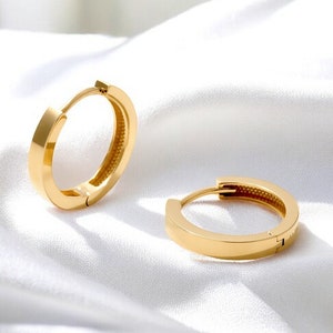 Orecchini a cerchio classici in oro - Gioielli minimalisti originali in oro 14K - Regali di anniversario per la moglie - Orecchini geometrici per regalo di compleanno