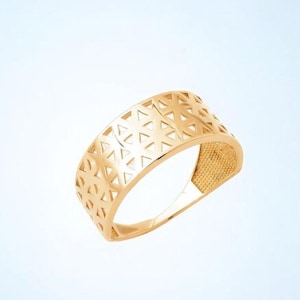 Geometrischer Ausschnittring aus 14K Gold für Frauen, modernes minimalistisches Goldband, einzigartiger Statement-Ring, elegantes Schmuckgeschenk für sie