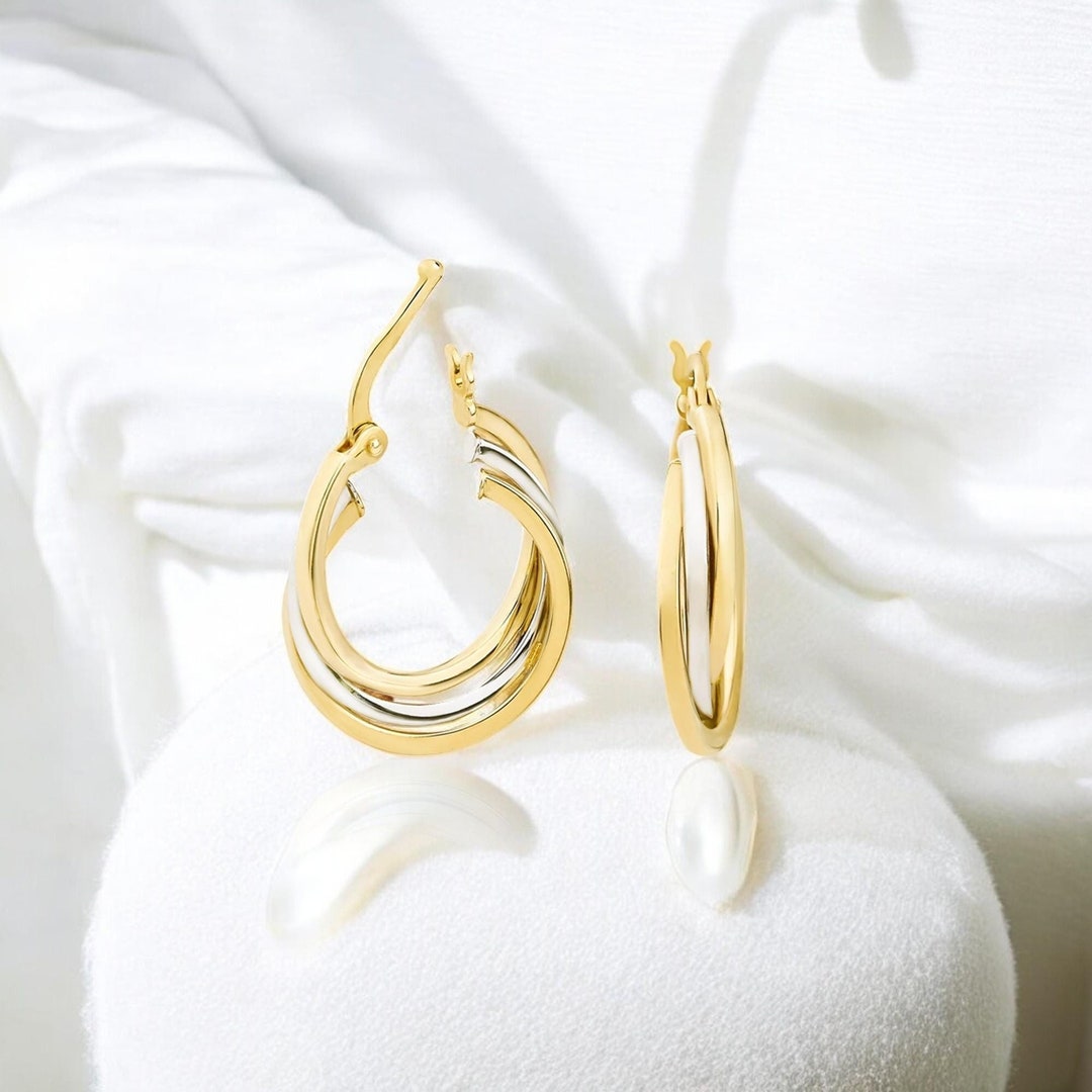 Gold Tone Copper Alloy Hoop Earrings For Women Elegant 2.2 cm Diameter Everyday Chic Jewelry main image 0